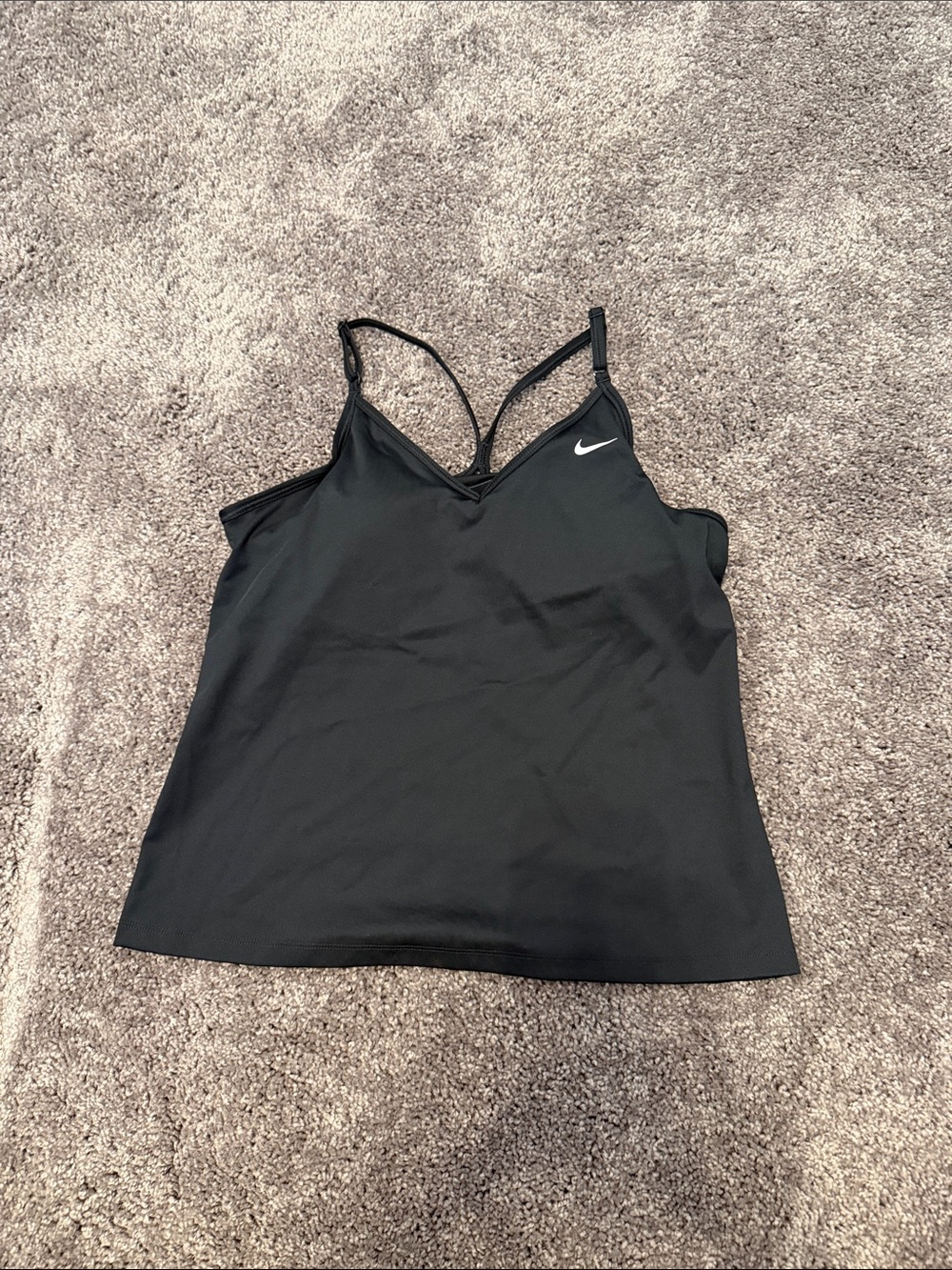 Nike Black Double-Strap Workout top with White Swoosh
